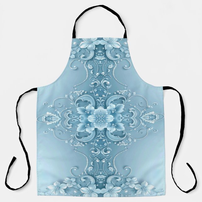 Blue Decorative Floral Apron Schürze (Vorderseite)