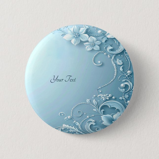 Blue Decorative Floral Button (Vorderseite)