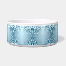 Blue Decorative Floral Ceramic Pet Bowl Napf