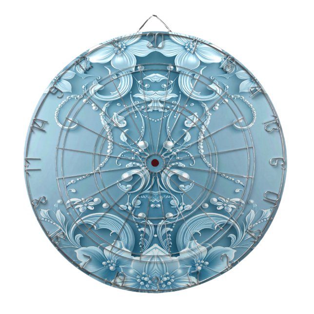 Blue Decorative Floral Dartboard Dartscheibe (vorne)