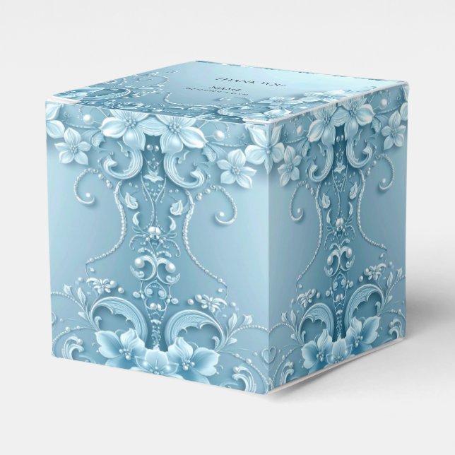 Blue Decorative Floral Favor Box Geschenkschachtel (Vorderseite)