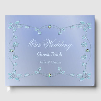 Blue Decorative Floral Gästebuch