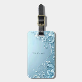 Blue Decorative Floral Luggage Tag Gepäckanhänger