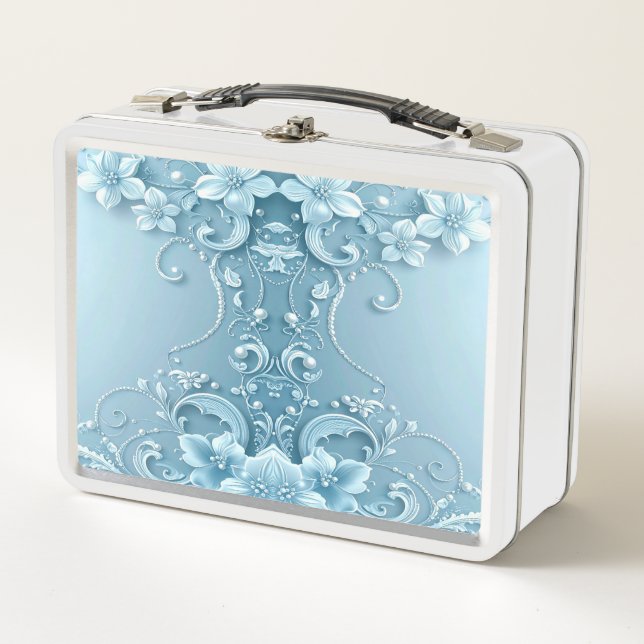 Blue Decorative Floral Lunchbox (Vorderseite)