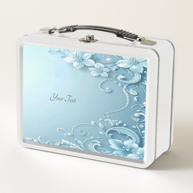 Blue Decorative Floral Lunchbox (Vorderseite)
