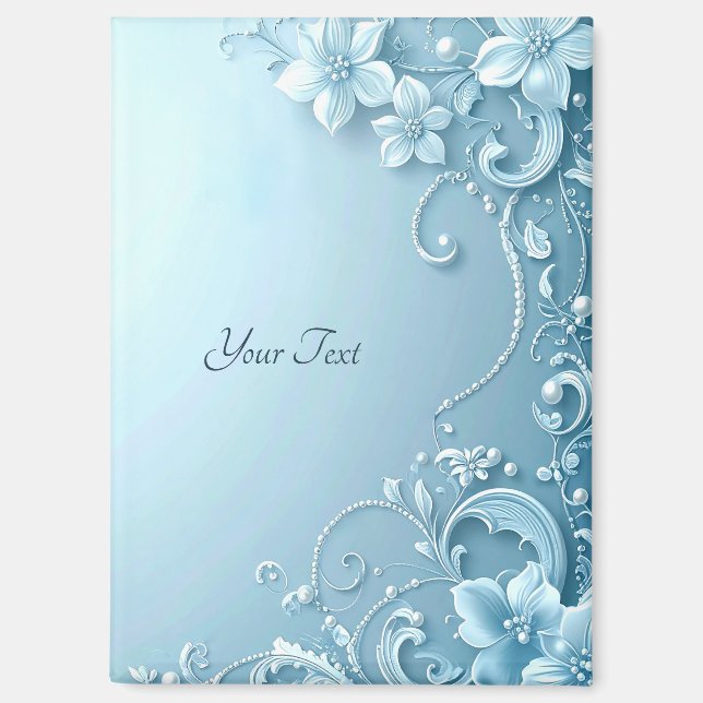 Blue Decorative Floral Magnet (Vorderseite)