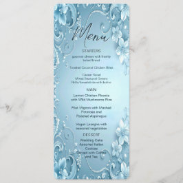 Blue Decorative Floral Menu Menükarte