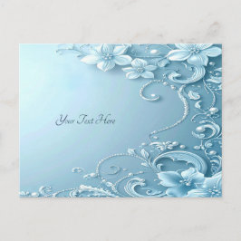 Blue Decorative Floral Postcard Postkarte