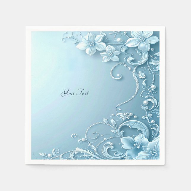 Blue Decorative Floral Serviette (Vorderseite)