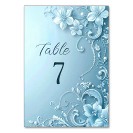 Blue Decorative Floral Table Number Tischnummer