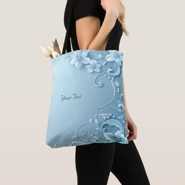 Blue Decorative Floral Tote Bag Tasche (Von Nahem)