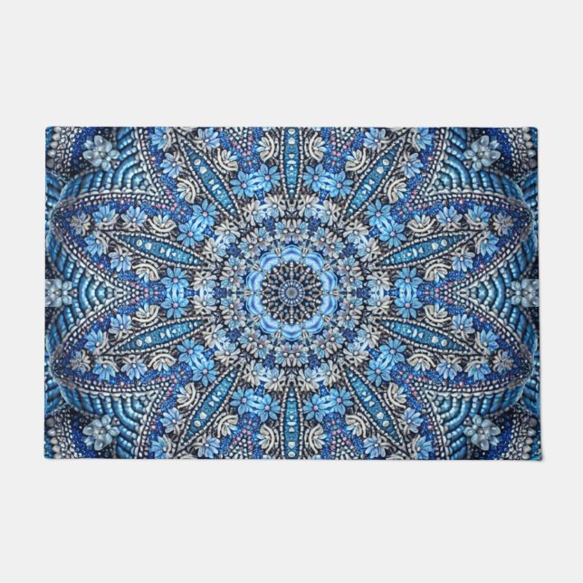Blue Decorative Holiday Doormat Fußmatte (Vorderseite)