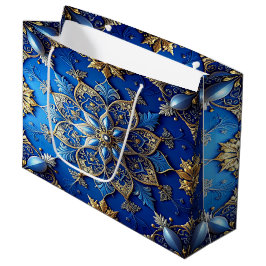 Blue Decorative Holiday Gift Bag Große Geschenktüte
