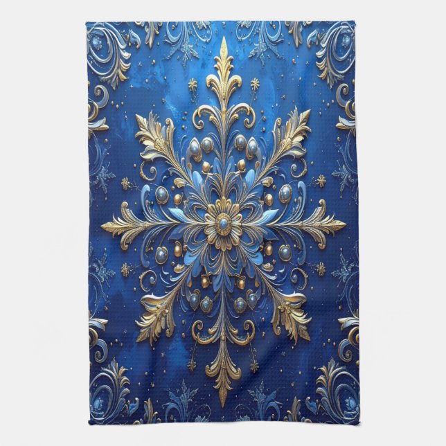 Blue Decorative Holiday Kitchen Towel Geschirrtuch (Vertikal)