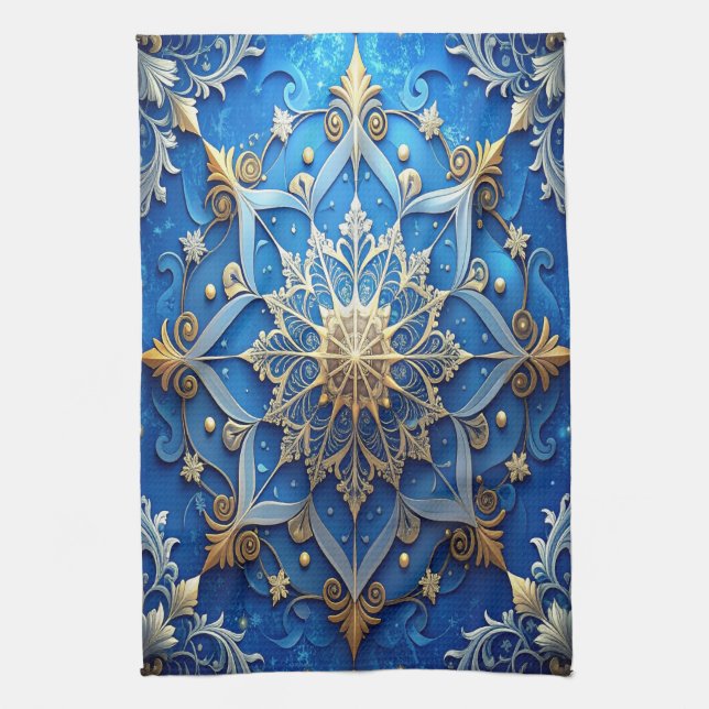 Blue Decorative Holiday Kitchen Towel Geschirrtuch (Vertikal)