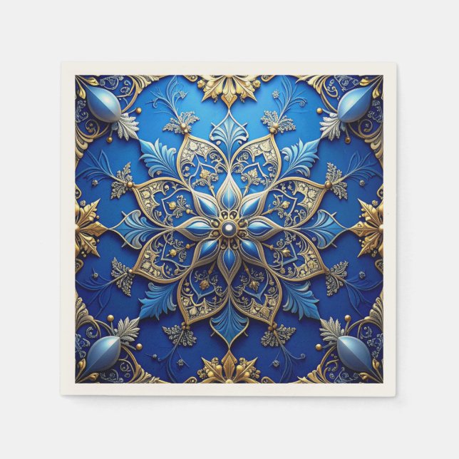 Blue Decorative Holiday Napkin Serviette (Vorderseite)