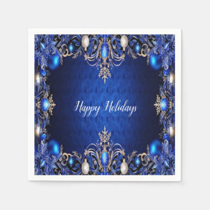 Blue Decorative Holiday Napkin Serviette