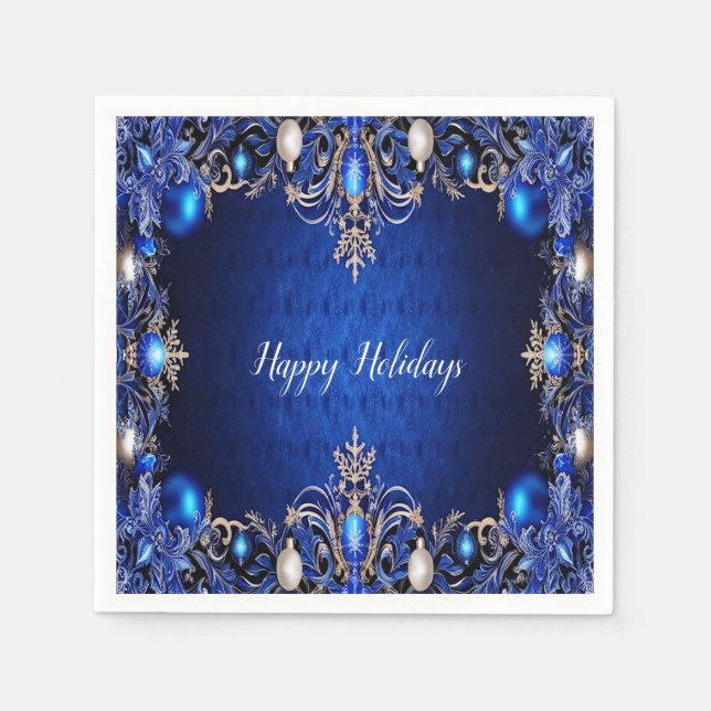 Blue Decorative Holiday Napkin Serviette (Vorderseite)