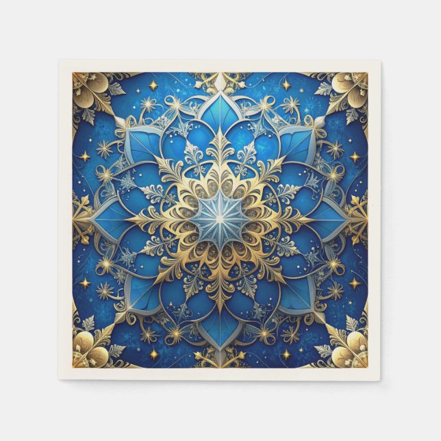Blue Decorative Holiday Napkin Serviette (Vorderseite)