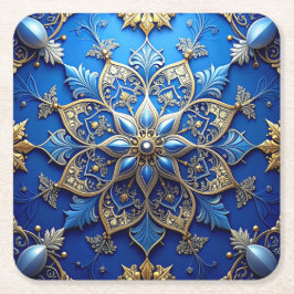 Blue Decorative Holiday Paper Coaster Rechteckiger Pappuntersetzer