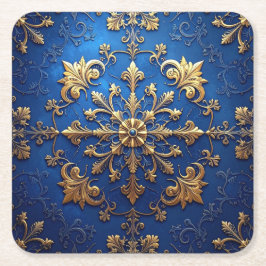 Blue Decorative Holiday Paper Coaster Rechteckiger Pappuntersetzer