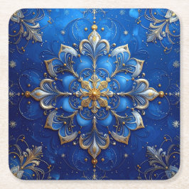 Blue Decorative Holiday Paper Coaster Rechteckiger Pappuntersetzer