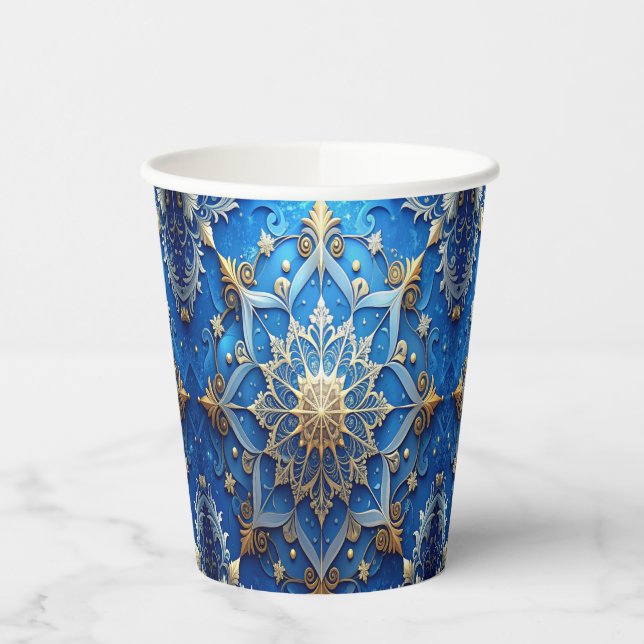 Blue Decorative Holiday Paper Cups Pappbecher (Links)