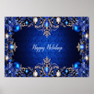 Blue Decorative Holiday Poster