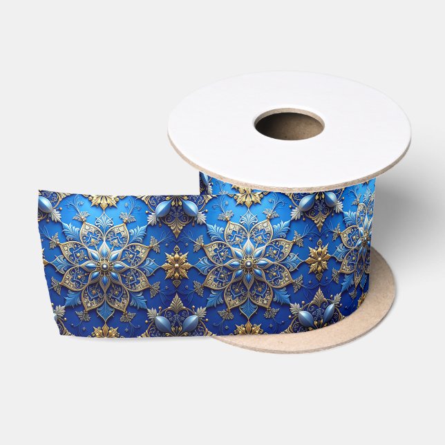 Blue Decorative Holiday Satin Ribbon Satinband (Spule)