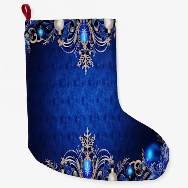 Blue Decorative Holiday Strumpf Großer Weihnachtsstrumpf (Vorderseite)
