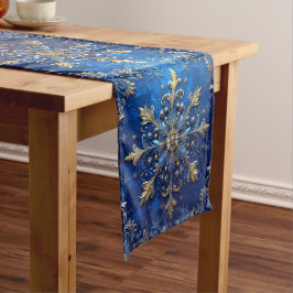Blue Decorative Holiday Table Runner Mittelgroßer Tischläufer
