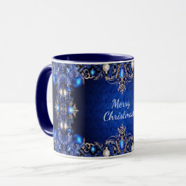 Blue Decorative Holiday Tasse