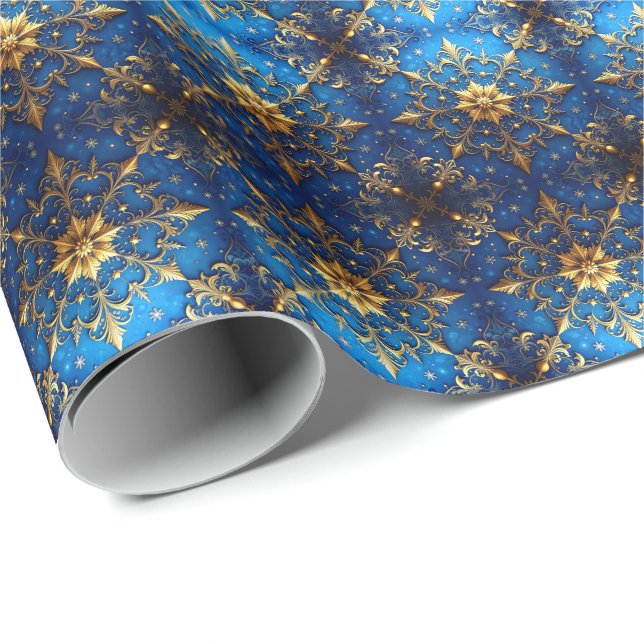 Blue Decorative Holiday Wrapping Paper Geschenkpapier (Rolleneckpunkt)