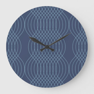Blue, decorative, simple, modern, trendy wavy art große wanduhr