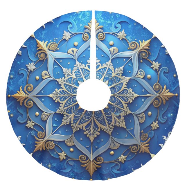 Blue Decorative Tree Skirt Polyester Weihnachtsbaumdecke (Vorderseite)