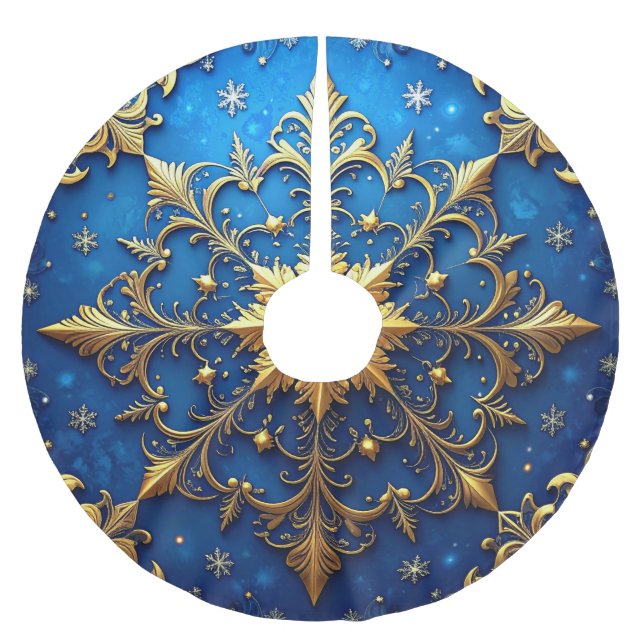 Blue Decorative Tree Skirt Polyester Weihnachtsbaumdecke (Vorderseite)