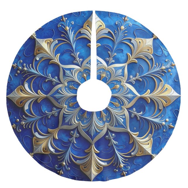 Blue Decorative Tree Skirt Polyester Weihnachtsbaumdecke (Vorderseite)