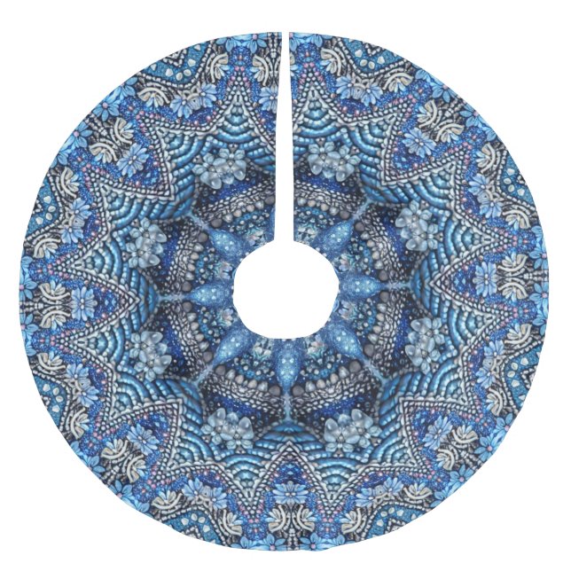 Blue Decorative Weihnachtsbaumrock Polyester Weihnachtsbaumdecke (Vorderseite)