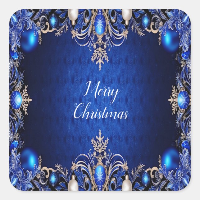 Blue Decorative Weihnachtskleber Quadratischer Aufkleber (Vorderseite)