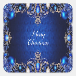 Blue Decorative Weihnachtskleber Quadratischer Aufkleber