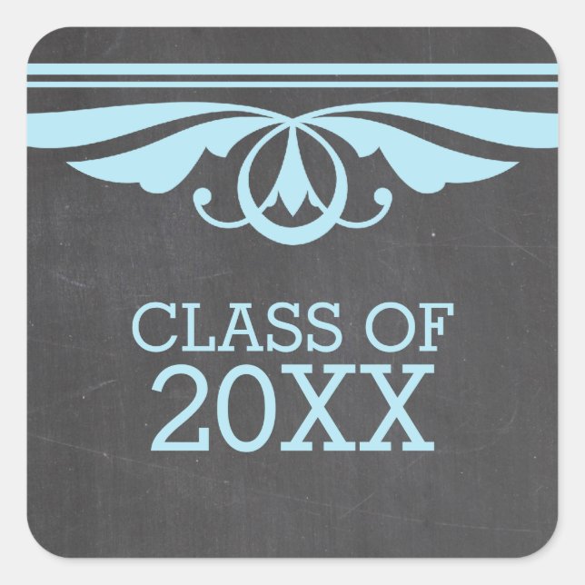 Blue Deko Chalkboard Abschluss Stickers (Vorderseite)
