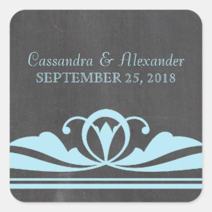 Blue Deko Chalkboard Wedding Stickers