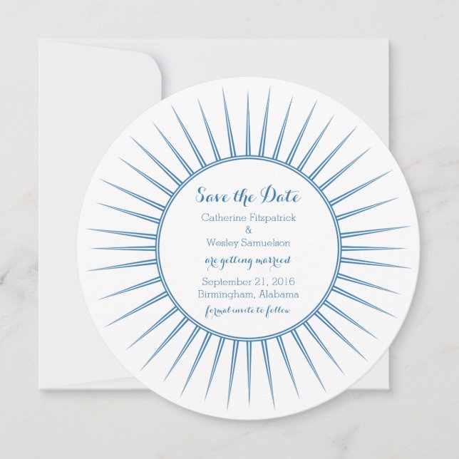 Blue Deko Retro Save the Date einladen Einladung (Vorderseite)