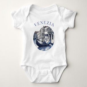 Blue Delft Blue Venice Gondola Baby Strampler