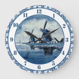Blue Delft Blue Windmill Große Wanduhr
