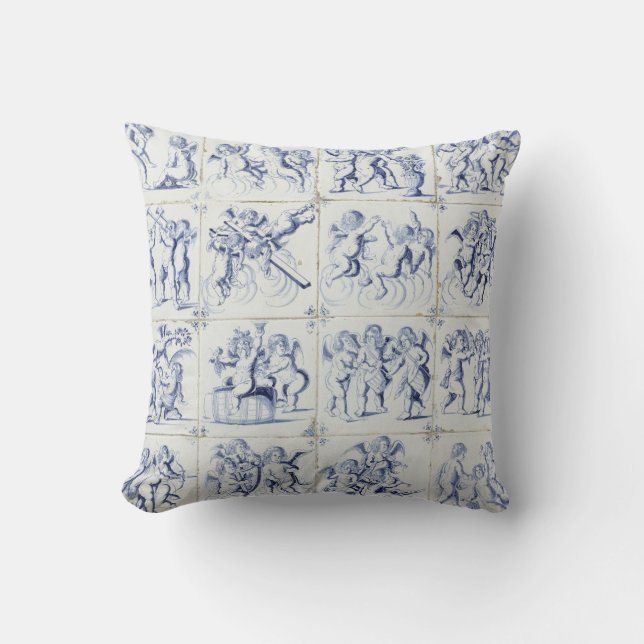 Blue Delft Fliesen Kissen (Vorderseite)