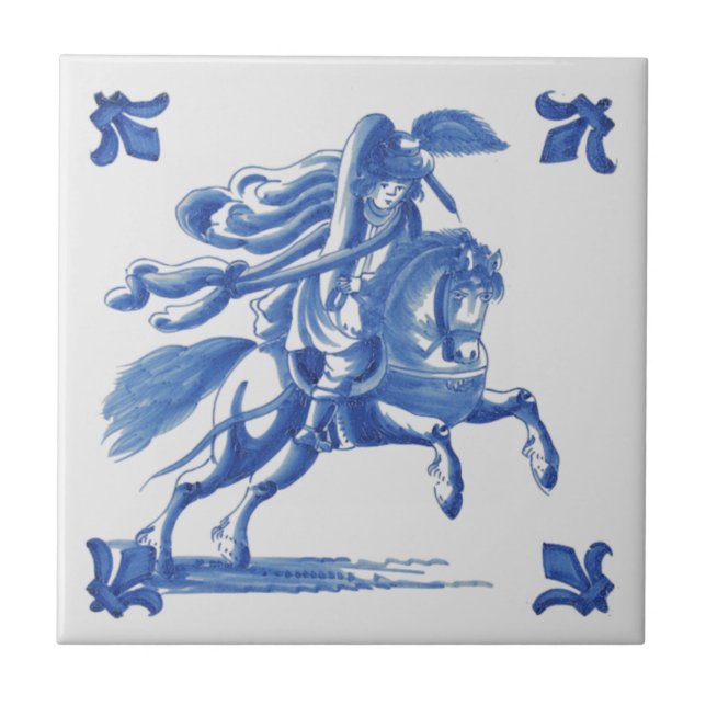 Blue Delft Tile Reiten Antillen Fliese (Vorderseite)