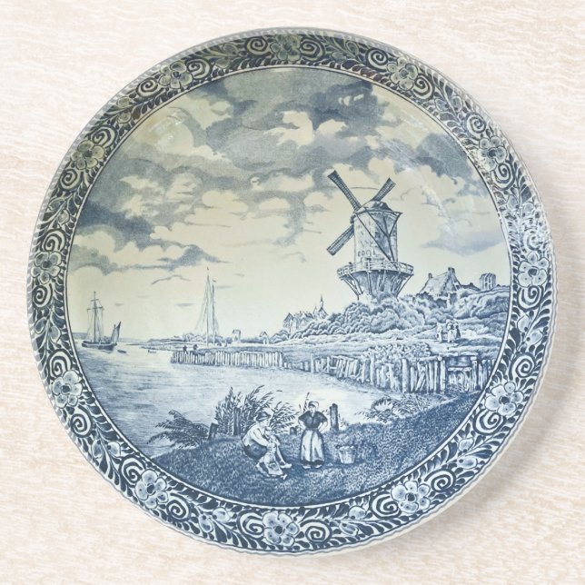 Blue Delft Windmill Dutch Plate Getränkeuntersetzer (Vorne)