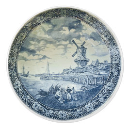 Blue Delft Windmill Dutch Plate Keramikknauf