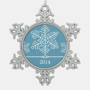 Blue Delicate Snowflakes Schneeflocken Zinn-Ornament